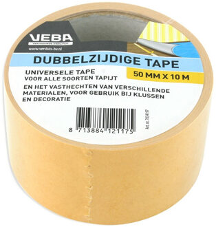 Dubbelzijdige tape - tapijttape - 50 mm x 10 m - Bruin - Universeel - Dubbelzijdig tapijt plakband