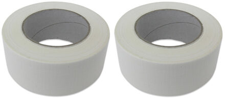 Ducttape rol - 2x - wit - 50mm x 50 meter - klussentape - stevig plakband