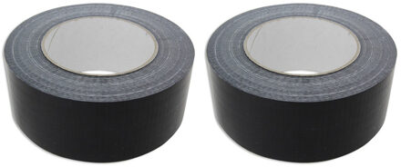 Ducttape rol - 2x - zwart - 50 meter - 50 mm breed - tape - taperol - Olie- en waterbestendig