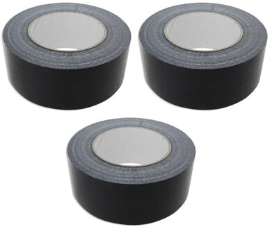 Ducttape rol - 3x - zwart - 50 meter - 50 mm breed - tape - taperol - Olie- en waterbestendig