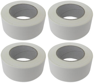 Ducttape rol - 4x - wit - 50mm x 50 meter - klussentape - stevig plakband