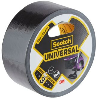 ducttape Universal, ft 48 mm x 25 m, zwart