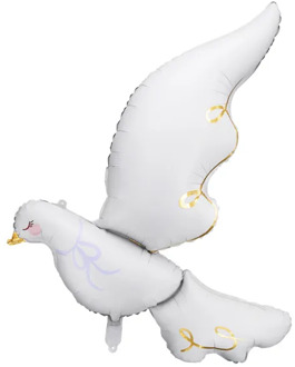 Duif Folie Ballon Groot 90cm Wit - Transparant