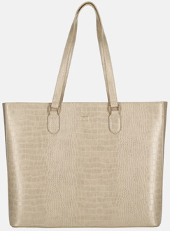 Duifhuizen croco shopper met laptopvak lichttaupe