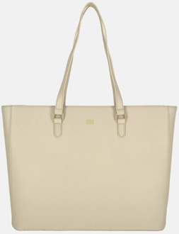 Duifhuizen leren shopper 14 inch lichttaupe Ecru
