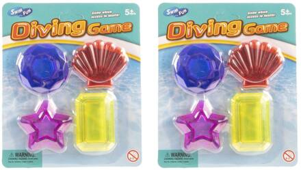 Duik schelpen 4 stuks op kaart verschillende