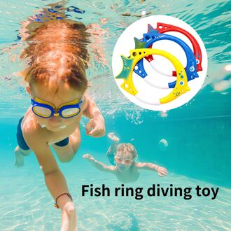 Duiken Game Cartoon Vis Speelgoed Set Zwembad Gooien Toy Dive Swim Ringen Cirkel Onderwater Kid Zomer Strand Zwembad Accessoires