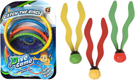 Duikringen/ballen zwembad speelgoed - 7-delig - verschillende kleuren - kunststof