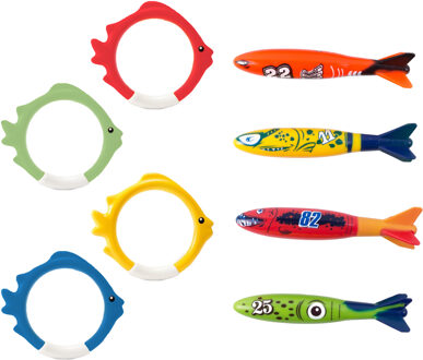 Duikspeelgoed set - 8 stuks - gekleurd - vissen - duik spelletjes - zwembad speelgoed
