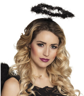 Duistere engel verkleed diadeem/tiara - 6x - zwart - met halo - Horror/Halloween accessoires