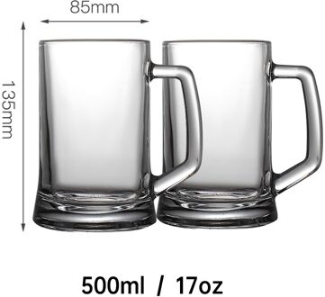 Duitse Stijl Bier Mokken Pub Steins Transparant Wijn Glazen Sap Cup 400/500/650Ml 3 Soorten capaciteit Cups, set Van 2
