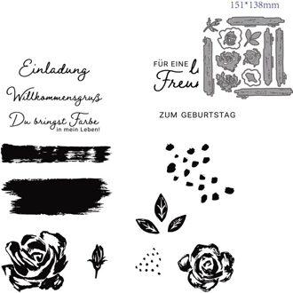 Duitse Woord 3D Lente Metalen Stansmessen En Scrapbooking Voor Papier Maken Verjaardag Embossing Kaart Craft Postzegels Set