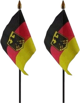 Duitsland - 2x - mini vlaggetje van 10 x 15 cm op stokje - Landen vlag - H27 cm