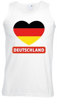 Duitsland hart vlag singlet shirt/ tanktop wit heren 2XL