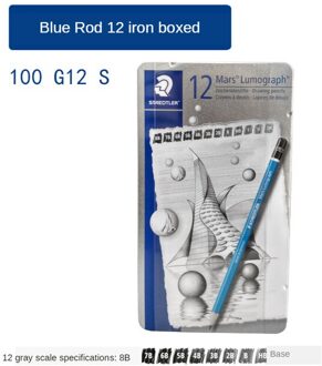 Duitsland Staedtler Metalen Doos Pak 100B Hb-2B-4B-6B-7B-8BLumograph Zwart Kunstenaar Potlood 100G 12S