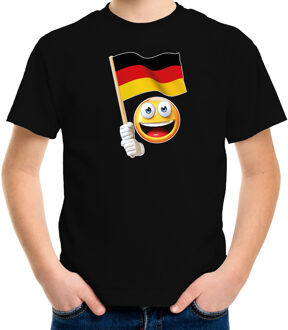 Duitsland supporter / fan emoticon t-shirt zwart voor kinderen M (134-140)