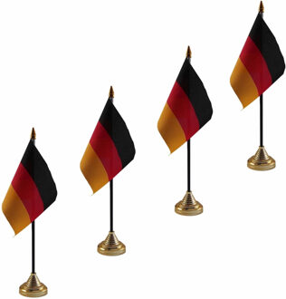 Duitsland tafelvlaggetjes - 4x stuks - 10 x 15 cm - met gouden standaard - H27 cm - versiering