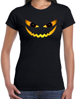 Duivel gezicht horror shirt zwart voor dames - verkleed t-shirt S