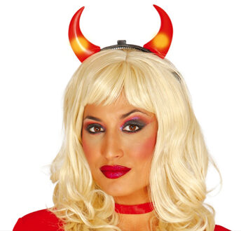 Duivel hoorntjes - 2x - met verlichting - rood - kunststof - Halloween thema