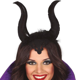 Duivel hoorntjes - groot - zwart - kunststof - Halloween thema