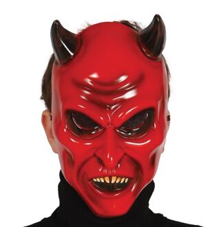 Duivel masker met hoorns - volwassenen - Horror/Halloween Satan accessoires