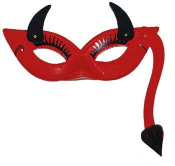 Duivelin masker met hoorns en staart Multi