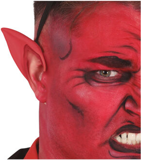 Duivels/demonen oren - rood - kunststof - volwassenen - duivelsoren - Halloween accessoires