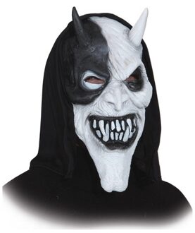 Duivelsmasker met zwarte kap halloween accessoire Multi