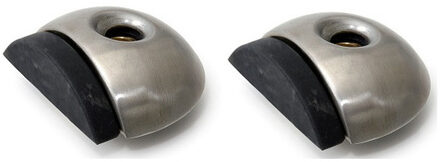 Dulimex Deurstopper/deurbuffer - 2x - D46mm - inclusief schroeven - RVS - zilver - Deurstoppers Zilverkleurig
