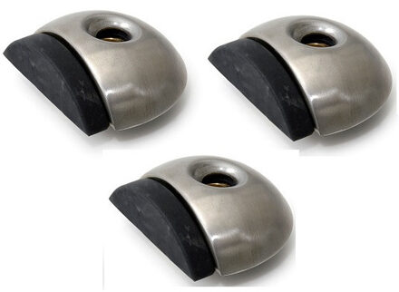 Dulimex Deurstopper/deurbuffer - 3x - D46mm - inclusief schroeven - RVS