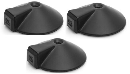 Dulimex Deurstopper/deurbuffer - 3x - D85mm - inclusief schroeven - RVS - zwart