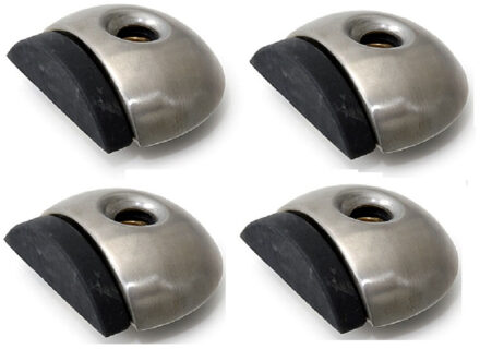 Dulimex Deurstopper/deurbuffer - 4x - D46mm - inclusief schroeven - RVS