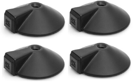Dulimex Deurstopper/deurbuffer - 4x - D85mm - inclusief schroeven - RVS - zwart