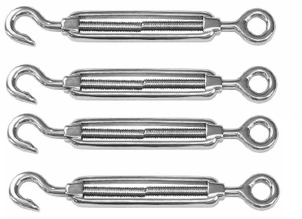 Dulimex Spanschroeven/draadspanner met haak/oog - 4x - 5cm - verzinkt zamak - 50kg - M5 schroefdraad