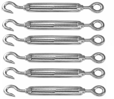 Dulimex Spanschroeven/draadspanner met haak/oog - 6x - 7cm - verzinkt zamak - 80kg - M8 schroefdraad