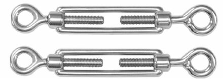 Dulimex Spanschroeven/draadspanner met oog/oog - 2x - 5cm - verzinkt zamak - 50kg - M5 schroefdraad