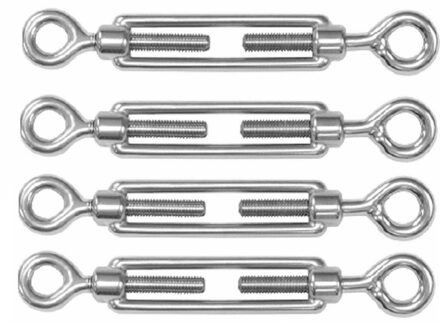 Dulimex Spanschroeven/draadspanner met oog/oog - 4x - 8cm - verzinkt zamak - 100kg - M10 schroefdraad