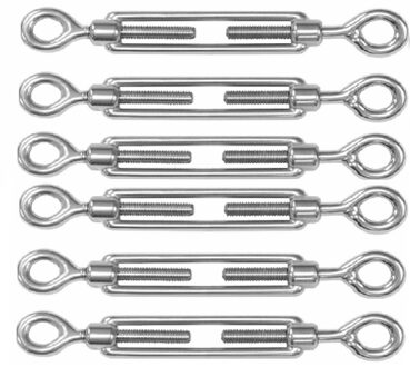 Dulimex Spanschroeven/draadspanner met oog/oog - 6x - 8cm - verzinkt zamak - 100kg - M10 schroefdraad