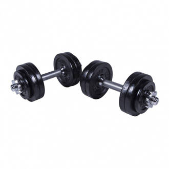 Dumbellset 30 kg gietijzer - Geribbelde handgrepen