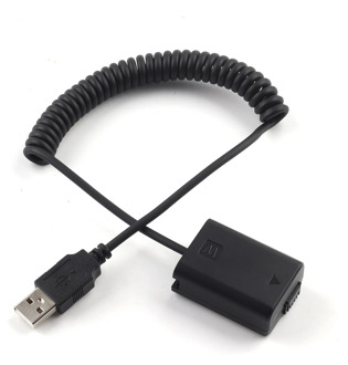 Dummy Battery Coupler Adapter replace NP-FW50 FW50 to USB Coiled Spring Cable for Sony A7 A7R A7S II A6600 A6500 A6400 PowerBank