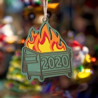 Dumpster Fire Kerst Ornament Kerstboom Houten Hangers Ondersteuning En CY7 groen