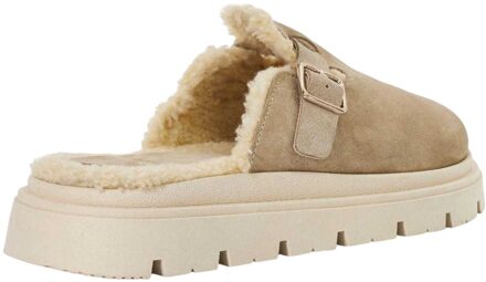 Dune London Dames/Dames Gene Leren Faux Shearling Gevoerde Klompen (Zand) - maat