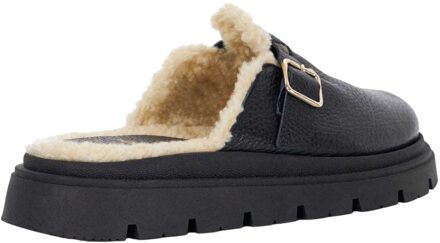Dune London Dames/Dames Gene Leren Faux Shearling Gevoerde Klompen (Zwart)