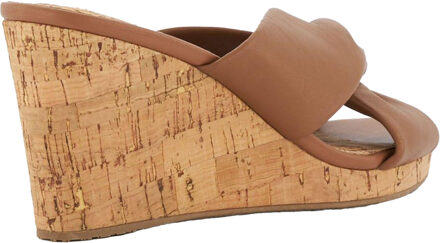 Dune London Dames/Dames Kacee Twist Knot Leren Wedge Mule Sandalen (Tan) - maat Bruin