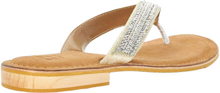 Dune London Dames/Dames Labyrinth Geparelde Suède Teen Post Platte Sandalen (Tan) - maat Bruin