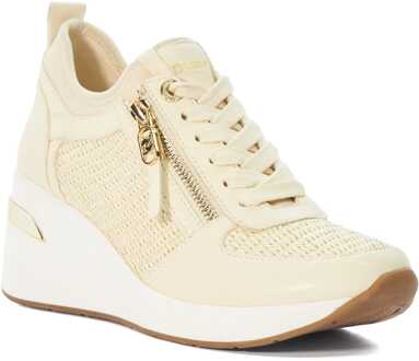 Dune London Dune Dames Eilin - Wedge Veterschoenen Naturel