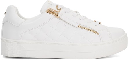 Dune London Dune Dames Eisel - Gequiltte Flatform Veterschoenen - maat Wit
