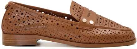 Dune London Dune Glimmered Leren Damesslippers In Tan. Bruin - EU 39/ UK 6