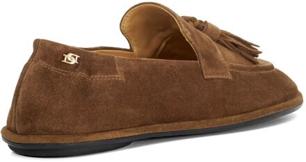 Dune London Dune Grondende Suède Dames Bruine Instapschoenen