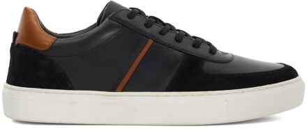 Dune London Dune Mannen Theron - Leren Paneel Detail Sneakers Zwart